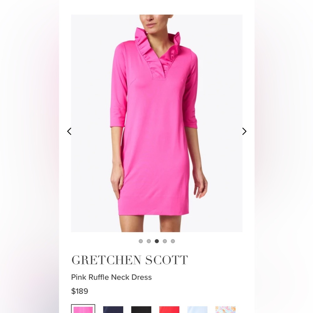 Gretchen Scott Designs women’s EUC XL ruffle neck dress in pink